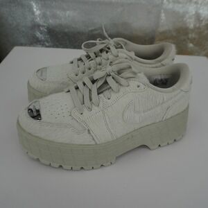 Nike Air Jordan 1 Brooklyn Sail Cow Leather Hair Low Top Platform Womens 10